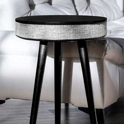 Contemporary Nordic Wood Fabric ABS Round Smart Coffee Table With Bluetooth Speaker And Wireless Charging For Living Room Or Bedside