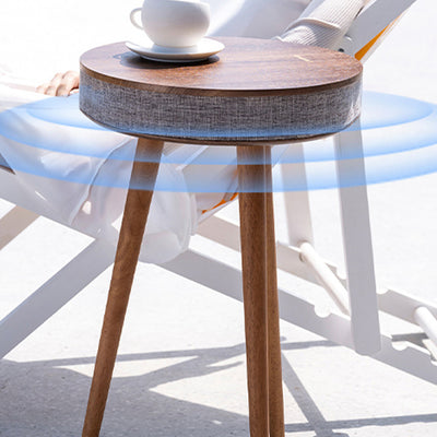 Contemporary Nordic Wood Fabric ABS Round Smart Coffee Table With Bluetooth Speaker And Wireless Charging For Living Room Or Bedside