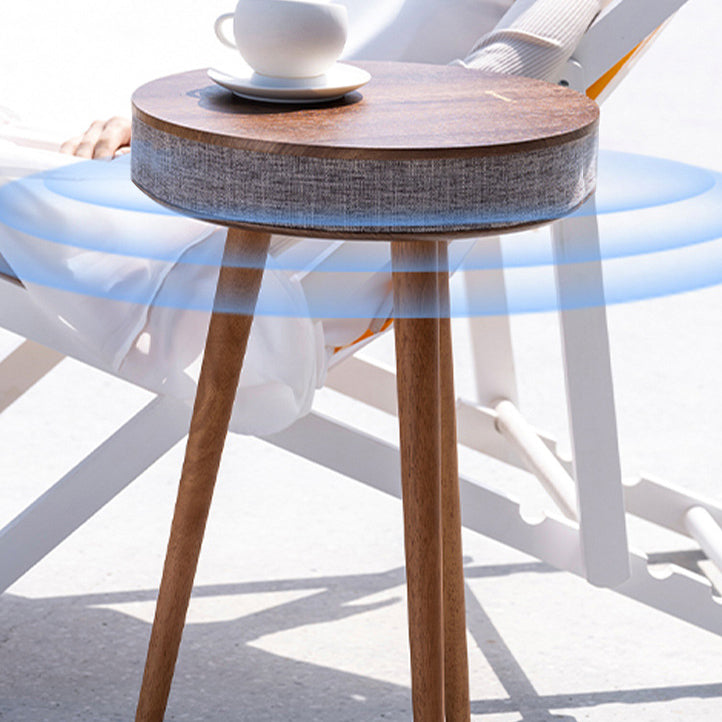 Contemporary Nordic Wood Fabric ABS Round Smart Coffee Table With Bluetooth Speaker And Wireless Charging For Living Room Or Bedside
