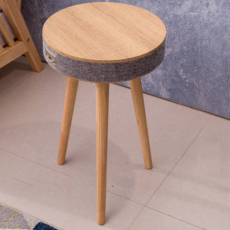 Contemporary Nordic Wood Fabric ABS Round Smart Coffee Table With Bluetooth Speaker And Wireless Charging For Living Room Or Bedside