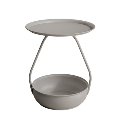 Contemporary Nordic Iron And Carbon Steel Round Side Table With 2-Tier Storage For Living Room And Bedroom
