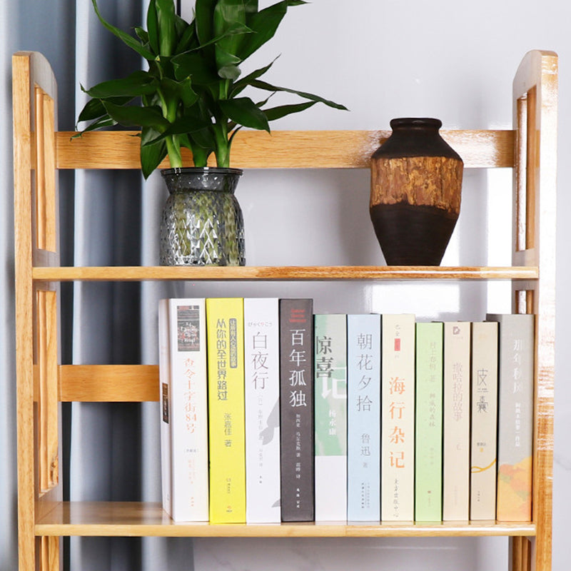 Moderne minimalistische rechteckige Bücherregal aus Gummibaumholz mit 3/4/5 Ebenen für Zuhause und Büro 