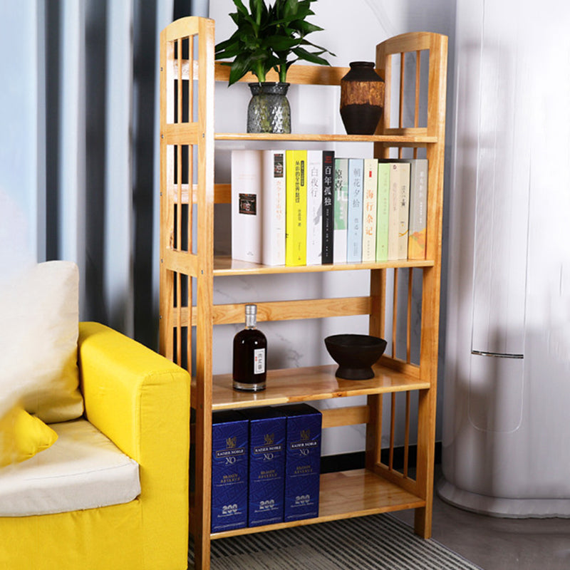 Moderne minimalistische rechteckige Bücherregal aus Gummibaumholz mit 3/4/5 Ebenen für Zuhause und Büro 