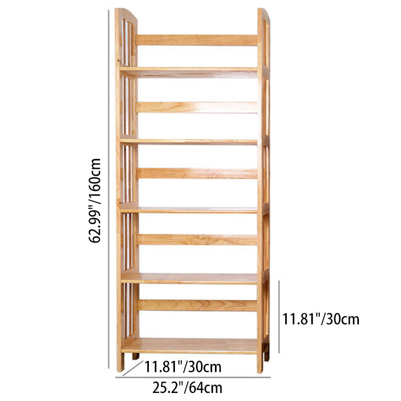 Moderne minimalistische rechteckige Bücherregal aus Gummibaumholz mit 3/4/5 Ebenen für Zuhause und Büro 