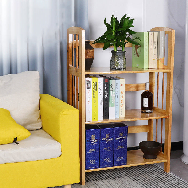 Moderne minimalistische rechteckige Bücherregal aus Gummibaumholz mit 3/4/5 Ebenen für Zuhause und Büro 