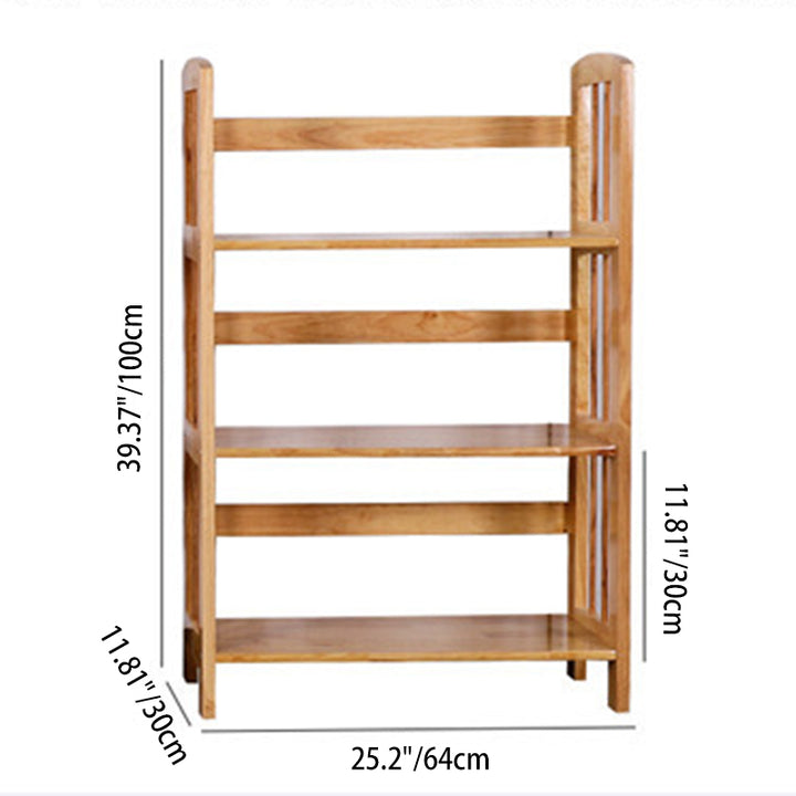 Moderne minimalistische rechteckige Bücherregal aus Gummibaumholz mit 3/4/5 Ebenen für Zuhause und Büro 