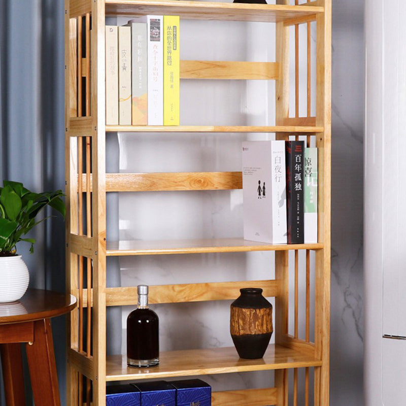 Moderne minimalistische rechteckige Bücherregal aus Gummibaumholz mit 3/4/5 Ebenen für Zuhause und Büro 