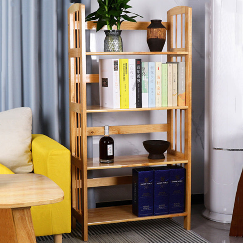 Moderne minimalistische rechteckige Bücherregal aus Gummibaumholz mit 3/4/5 Ebenen für Zuhause und Büro 