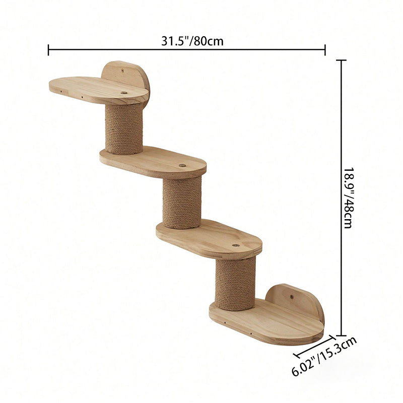Árbol para gatos y condominio cilíndrico minimalista moderno de madera maciza de pino y tela de sisal con 1 hamaca y 1 poste rascador para la sala de estar 