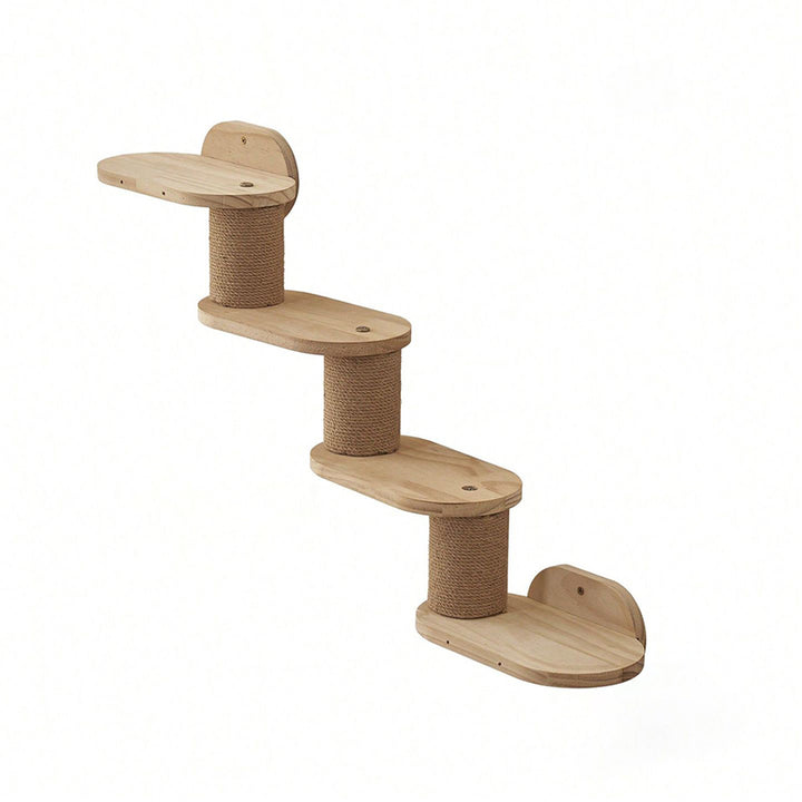 Árbol para gatos y condominio cilíndrico minimalista moderno de madera maciza de pino y tela de sisal con 1 hamaca y 1 poste rascador para la sala de estar 