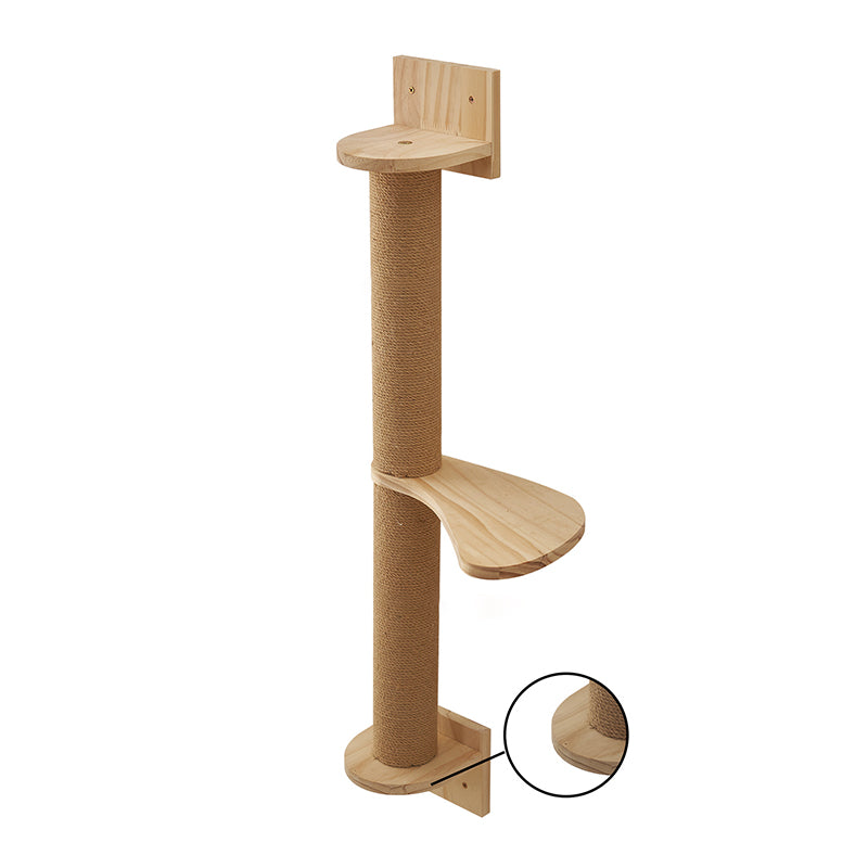 Árbol para gatos y condominio cilíndrico minimalista moderno de madera maciza de pino y tela de sisal con 1 hamaca y 1 poste rascador para la sala de estar 