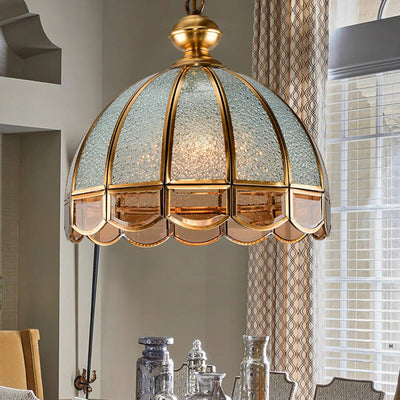 Modern Art Deco Arched Geometric Mosaic Glass Copper 1/3/4/6 Light Chandelier For Dining Room