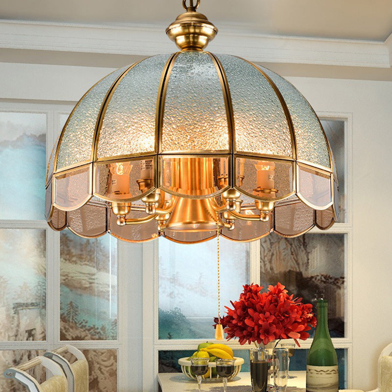 Modern Art Deco Arched Geometric Mosaic Glass Copper 1/3/4/6 Light Chandelier For Dining Room