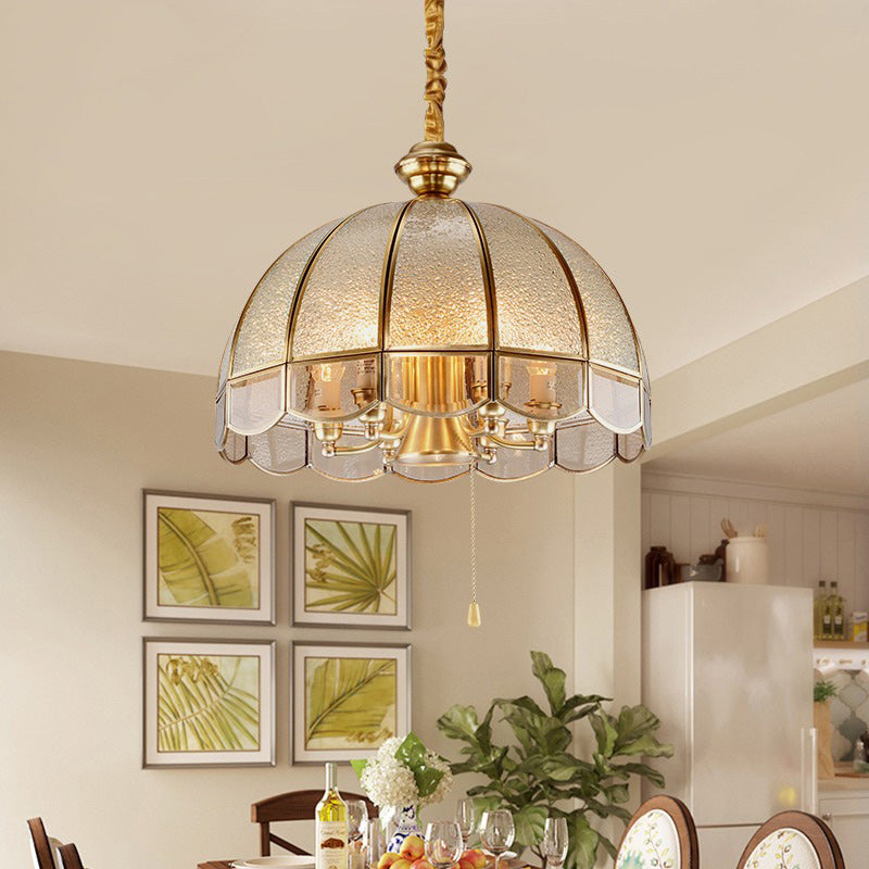 Modern Art Deco Arched Geometric Mosaic Glass Copper 1/3/4/6 Light Chandelier For Dining Room