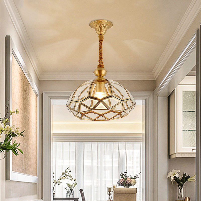 Modern Art Deco Arched Geometric Mosaic Glass Copper 1/3/4/6 Light Chandelier For Dining Room