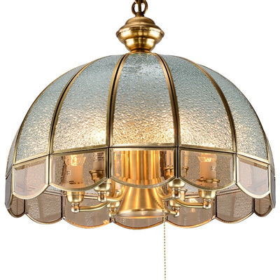 Modern Art Deco Arched Geometric Mosaic Glass Copper 1/3/4/6 Light Chandelier For Dining Room