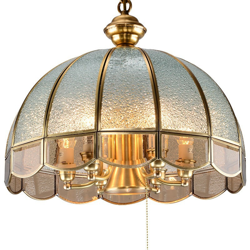 Modern Art Deco Arched Geometric Mosaic Glass Copper 1/3/4/6 Light Chandelier For Dining Room