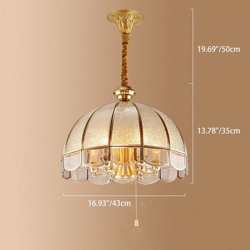 Modern Art Deco Arched Geometric Mosaic Glass Copper 1/3/4/6 Light Chandelier For Dining Room