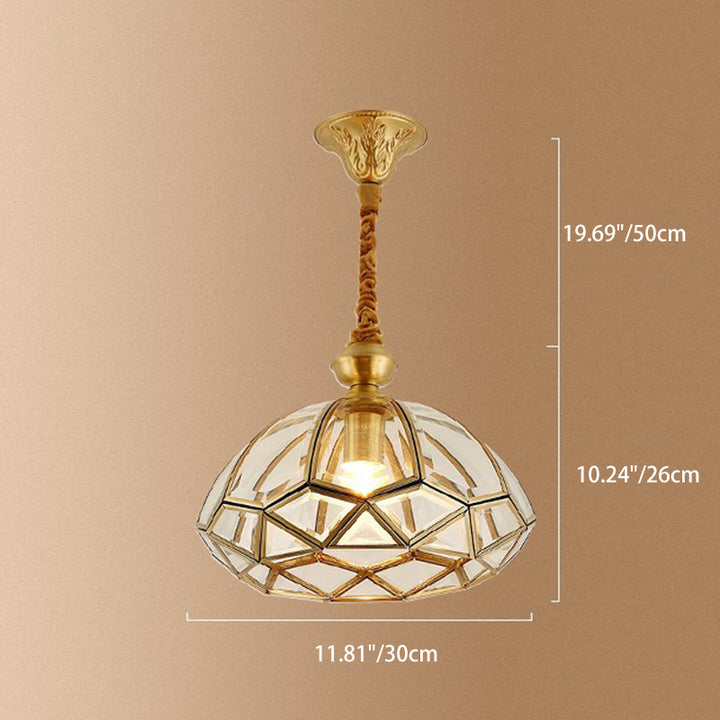 Modern Art Deco Arched Geometric Mosaic Glass Copper 1/3/4/6 Light Chandelier For Dining Room