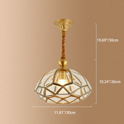 Modern Art Deco Arched Geometric Mosaic Glass Copper 1/3/4/6 Light Chandelier For Dining Room