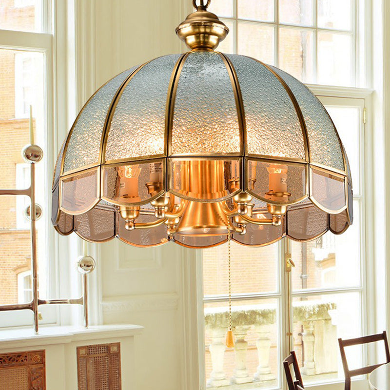 Modern Art Deco Arched Geometric Mosaic Glass Copper 1/3/4/6 Light Chandelier For Dining Room