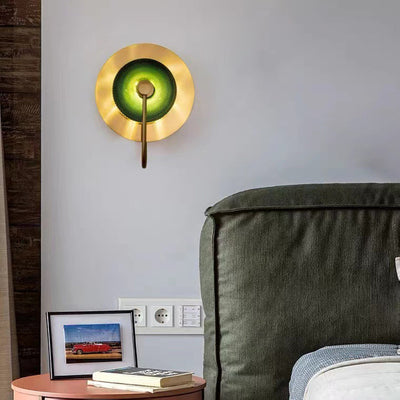Contemporary Creative Round Glass Iron LED Wall Scone Lamp For Bedroom