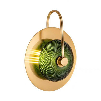 Contemporary Creative Round Glass Iron LED Wall Scone Lamp For Bedroom
