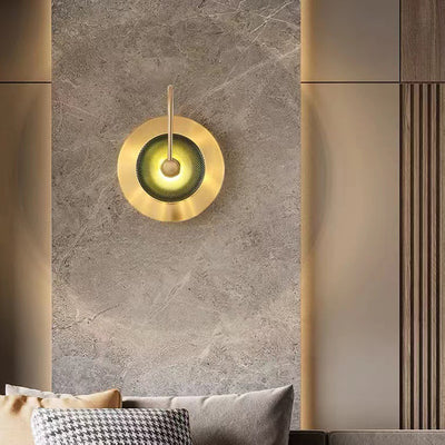 Contemporary Creative Round Glass Iron LED Wall Scone Lamp For Bedroom