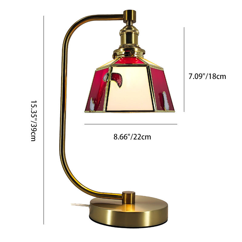 Traditional Tiffany Bell Shape Cylindrical Iron Glass 1-Light Table Lamp For Bedroom