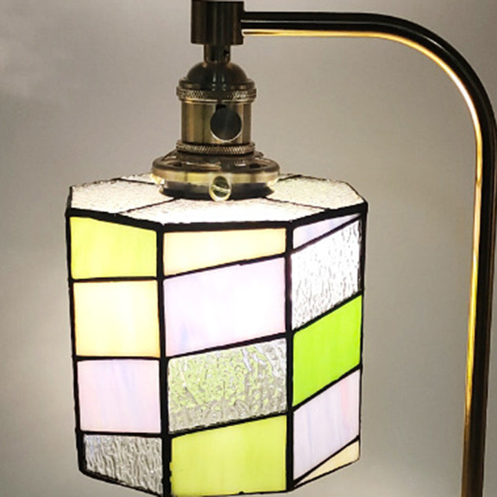 Traditional Tiffany Bell Shape Cylindrical Iron Glass 1-Light Table Lamp For Bedroom