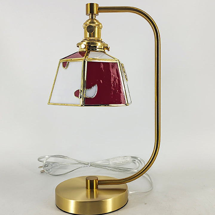 Traditional Tiffany Bell Shape Cylindrical Iron Glass 1-Light Table Lamp For Bedroom