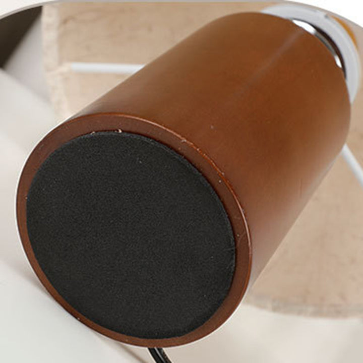 Traditional Japanese Cylindrical Handmade Paper Ceramic Wooden Base 1-Light Table Lamp For Bedroom