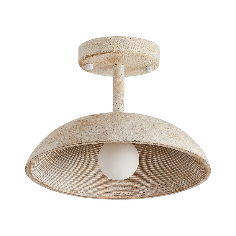 Traditional Vintage Dome Resin Iron 1-Light Semi-Flush Mount Ceiling Light For Living Room