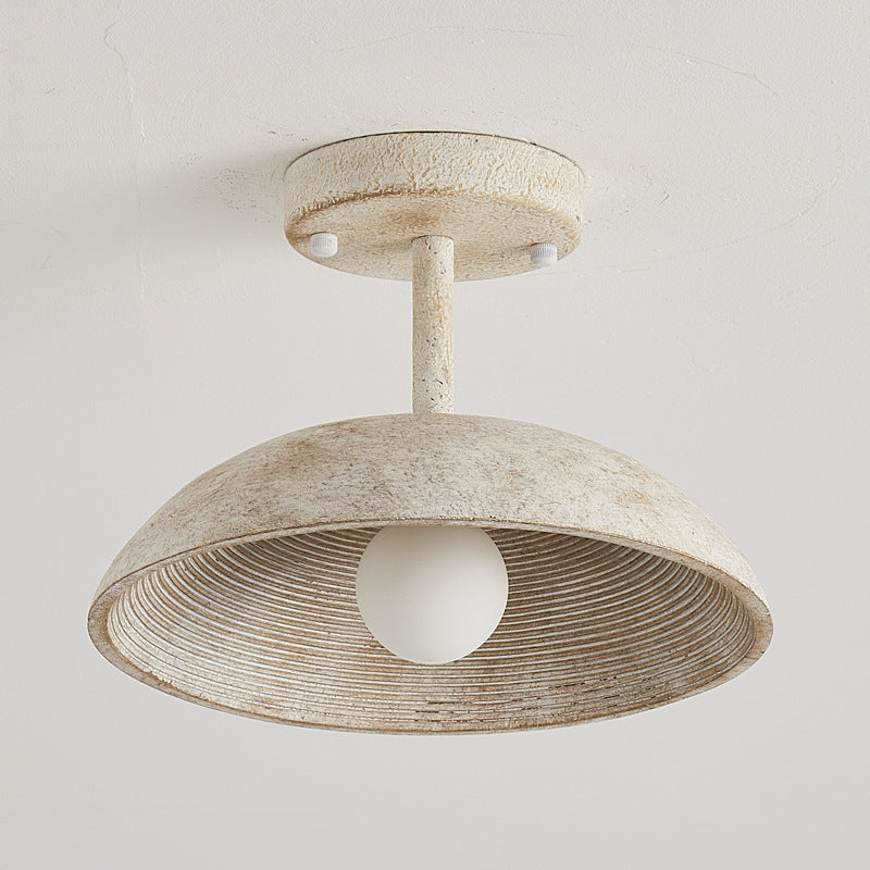 Traditional Vintage Dome Resin Iron 1-Light Semi-Flush Mount Ceiling Light For Living Room