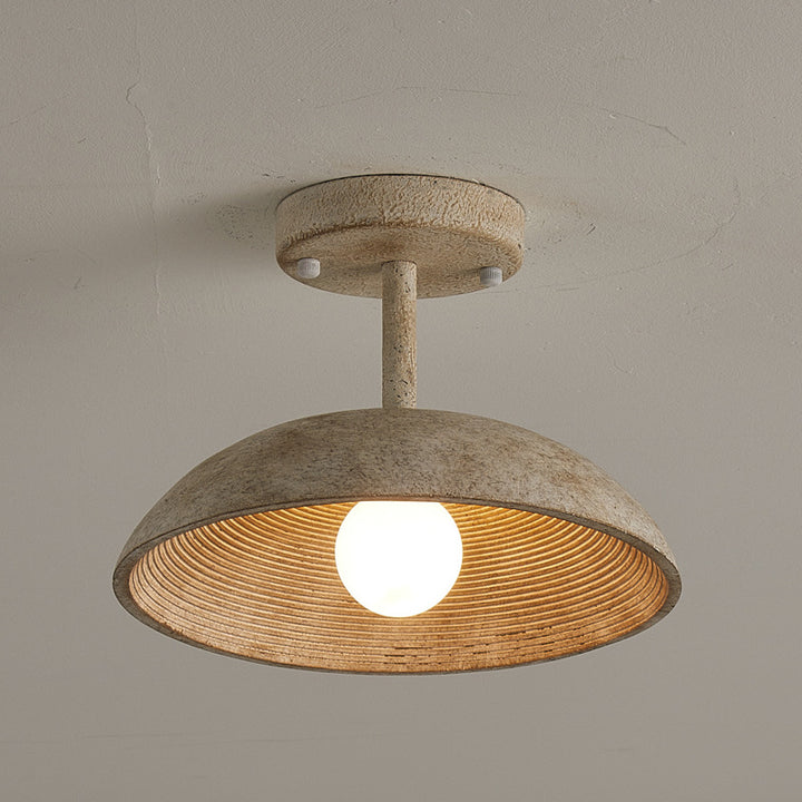 Traditional Vintage Dome Resin Iron 1-Light Semi-Flush Mount Ceiling Light For Living Room
