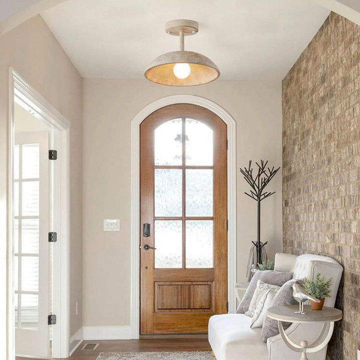 Traditional Vintage Dome Resin Iron 1-Light Semi-Flush Mount Ceiling Light For Living Room