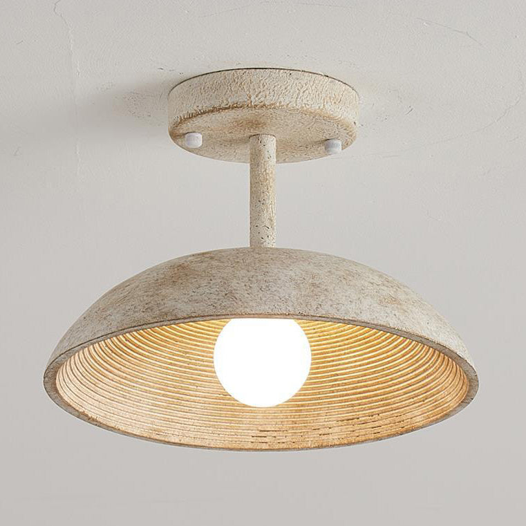 Traditional Vintage Dome Resin Iron 1-Light Semi-Flush Mount Ceiling Light For Living Room