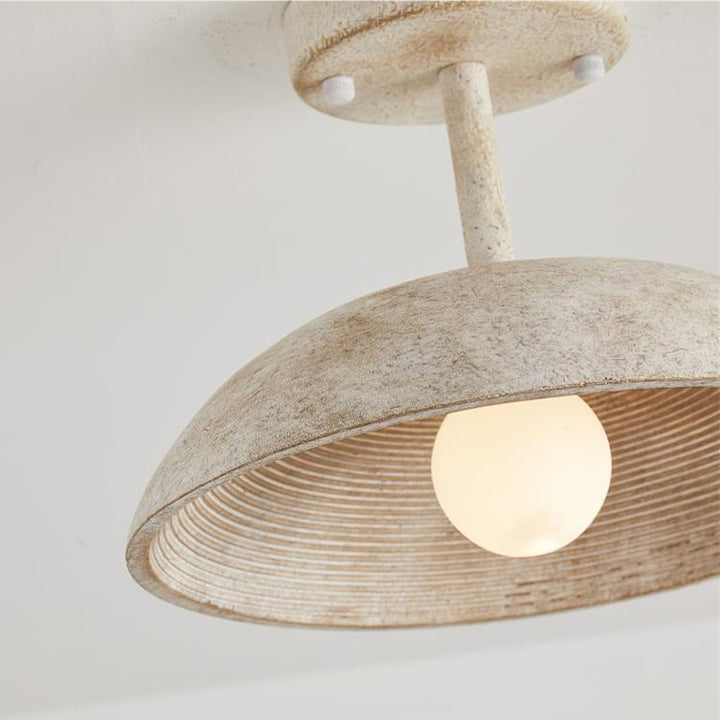 Traditional Vintage Dome Resin Iron 1-Light Semi-Flush Mount Ceiling Light For Living Room