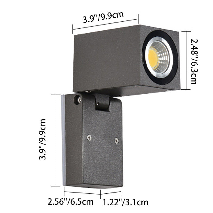 Modern Minimalist Rectangular Aluminum 1-Light Wall Sconce Lamp For Outdoor