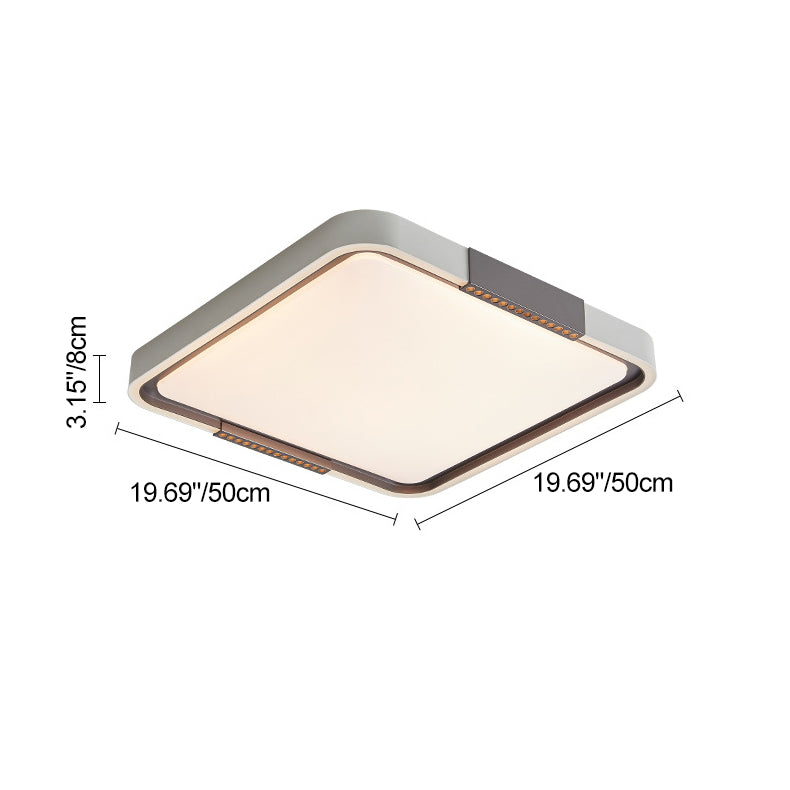 Contemporary Scandinavian Round Square Iron Acrylic LED Flush Mount Ceiling Light For Bedroom