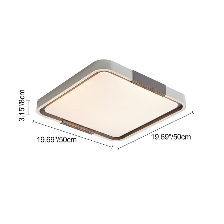 Contemporary Scandinavian Round Square Iron Acrylic LED Flush Mount Ceiling Light For Bedroom