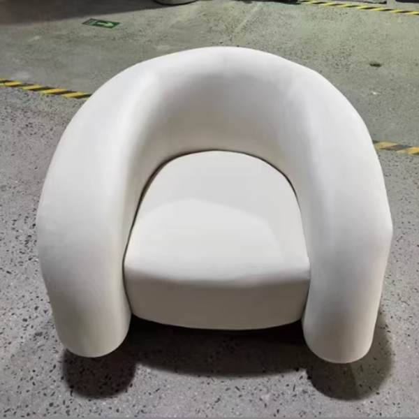 Chaise de salon semi-circulaire moderne de luxe en acier au carbone et bois massif, velours mat, avec dossier, pour salon 