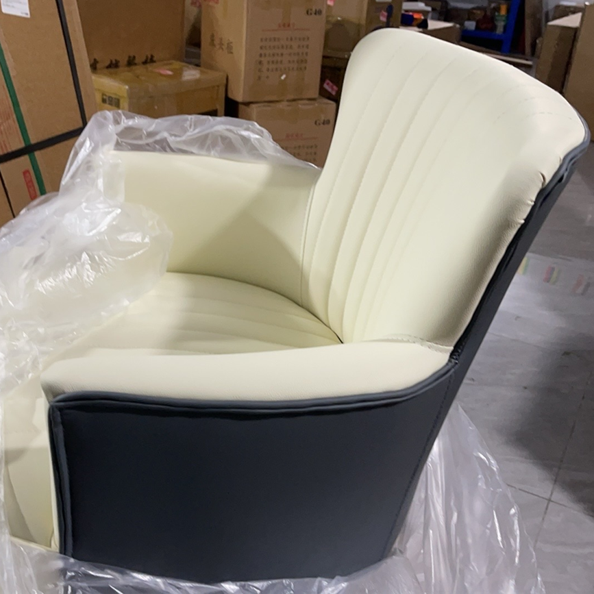 Contemporary Scandinavian Microfiber Leather Metal Round Square Accent Chair With Backrest &amp; Armrests For Living Room