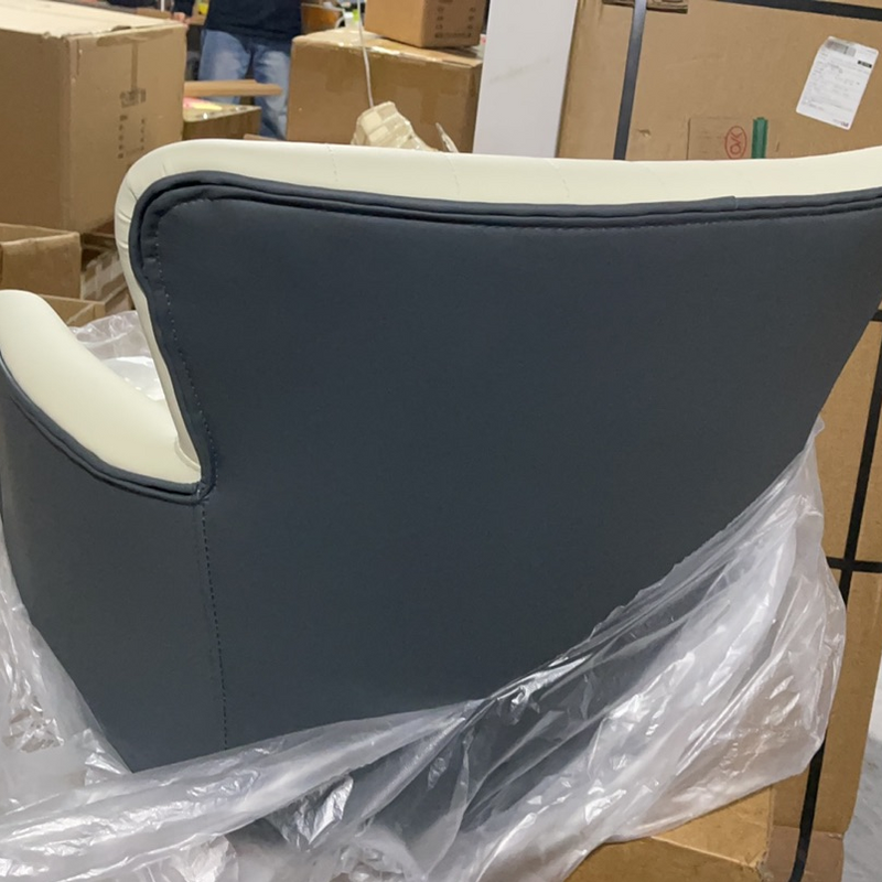 Contemporary Scandinavian Microfiber Leather Metal Round Square Accent Chair With Backrest & Armrests For Living Room