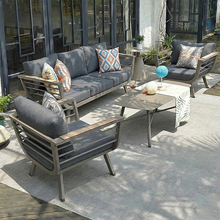 Contemporary Scandinavian Aluminum Outdoor Patio Sofa - 1/3 Seater For Balcony &amp; Outdoor