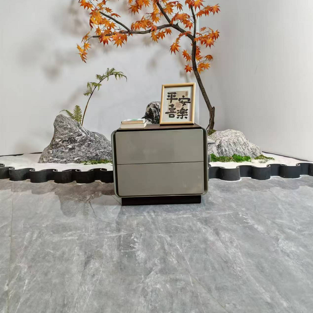 Contemporary Nordic High Gloss Bedside Table - Rounded Corners 2 Drawers Nightstand For Bedroom