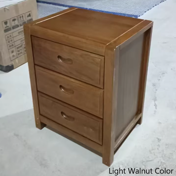 Mesa de noche cuadrada de madera maciza china tradicional con 3 cajones para dormitorio 