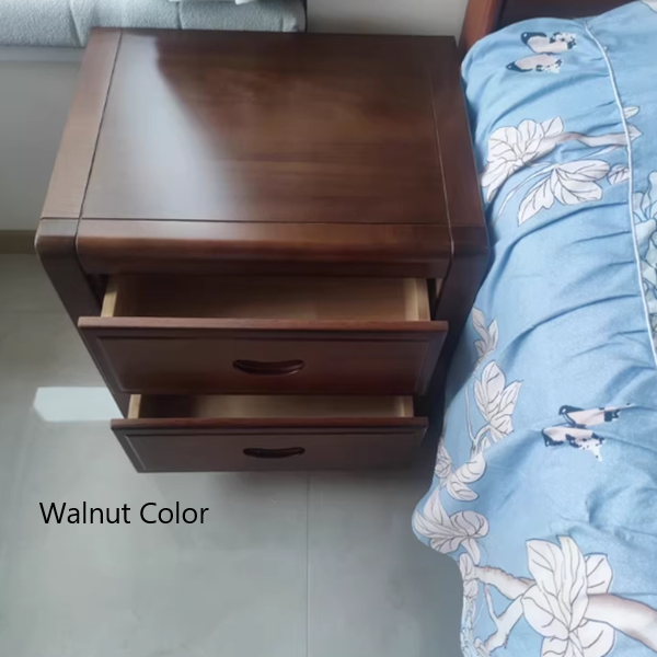 Mesa de noche cuadrada de madera maciza china tradicional con 3 cajones para dormitorio 