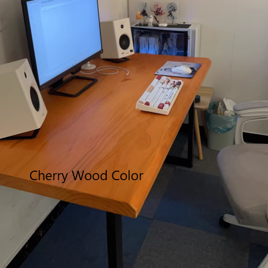 Traditional Chinese Rubberwood Iron Rectangular Office Desk 1-Tier For Home Office