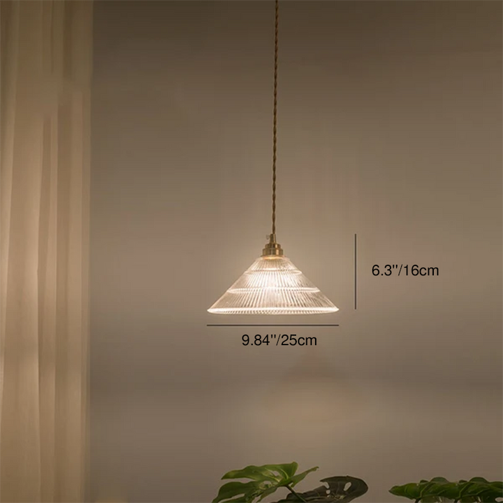 Traditional Vintage Clear Glass Flower Shape Brass 1-Light Pendant Light For Living Room
